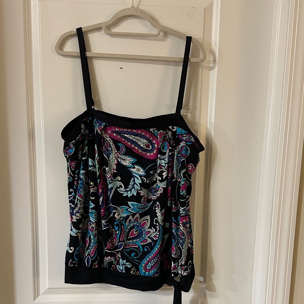 Apt. 9 Plus Size Black and Blue Paisley Swim Camisole
